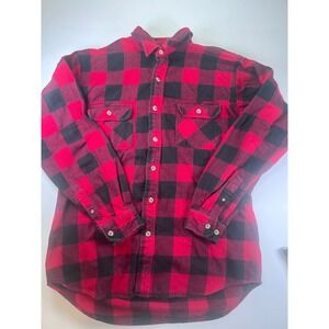 Field & Stream Flannel Shirt Mens XLT Red Black Buffalo Plaid Cotton Tall Button